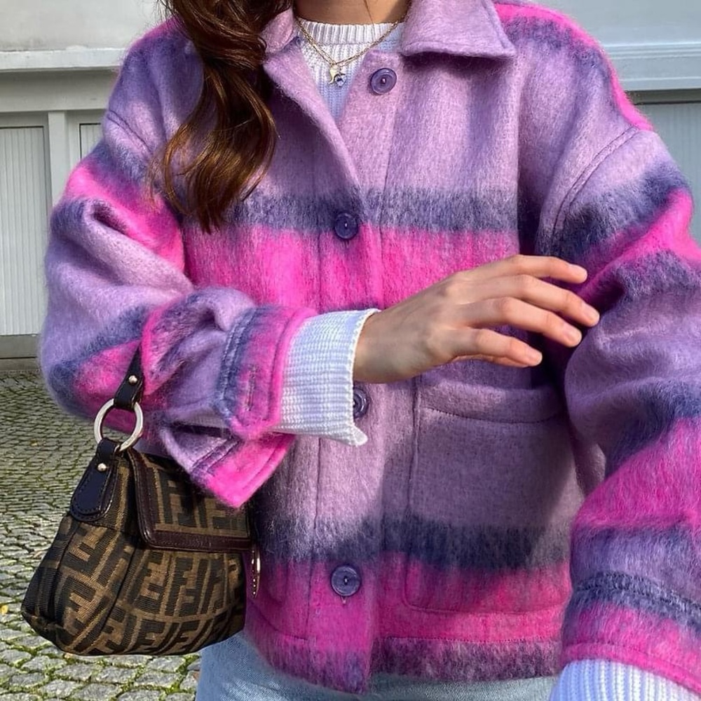 Hola Amor Estudios Pink & Purple Mohair Jacket💗💜